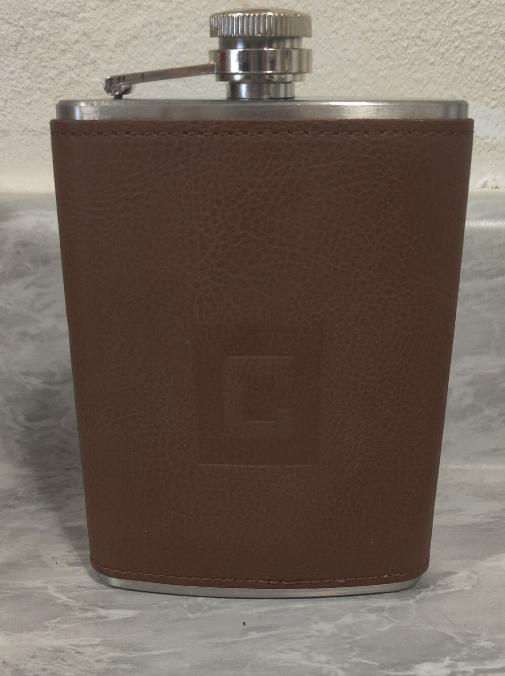 Monogram C Leather Stainless Steel Flask